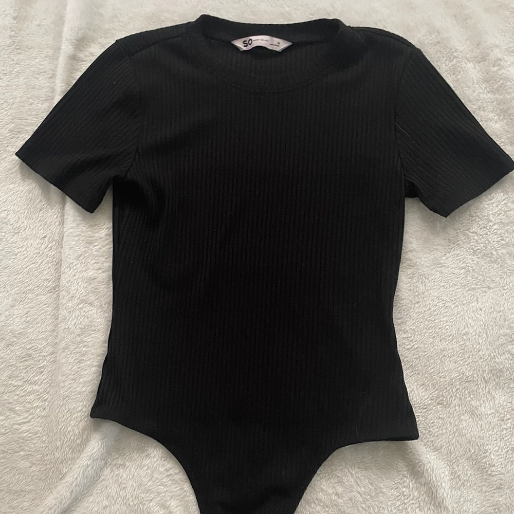 SO Black Ribbed Kids Bodysuit